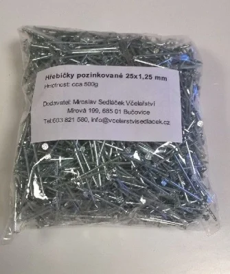 Hřebíčky pozinkované 25x1,25 mm 0,5 kg